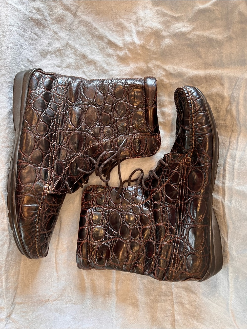 PATRIZIO DOLCI ankle boots crafted from highly textured exotic leather